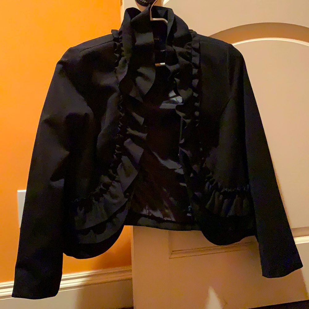 NWOT** INC double ruffle trim knit blazer